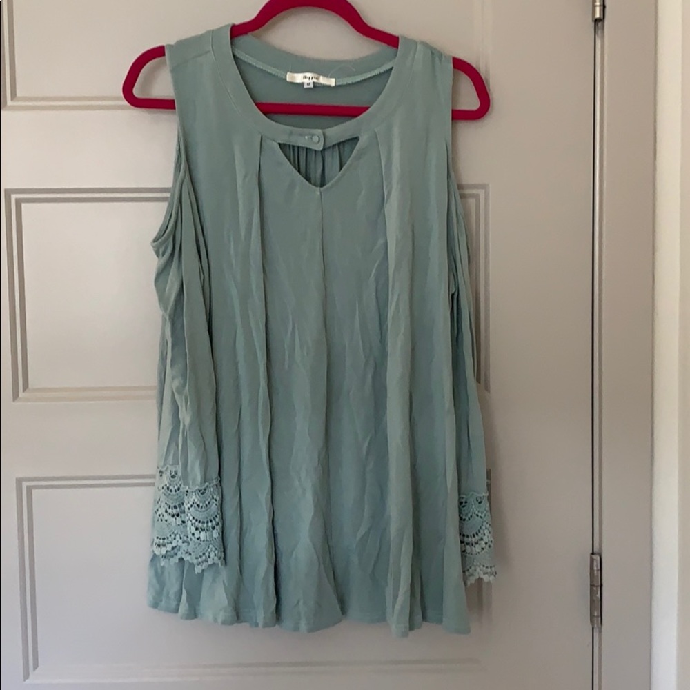 Military Hippie Open Shoulder Top